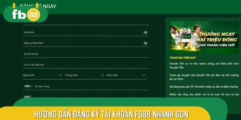 Các bước trong hướng dẫn đăng ký tại hệ thống